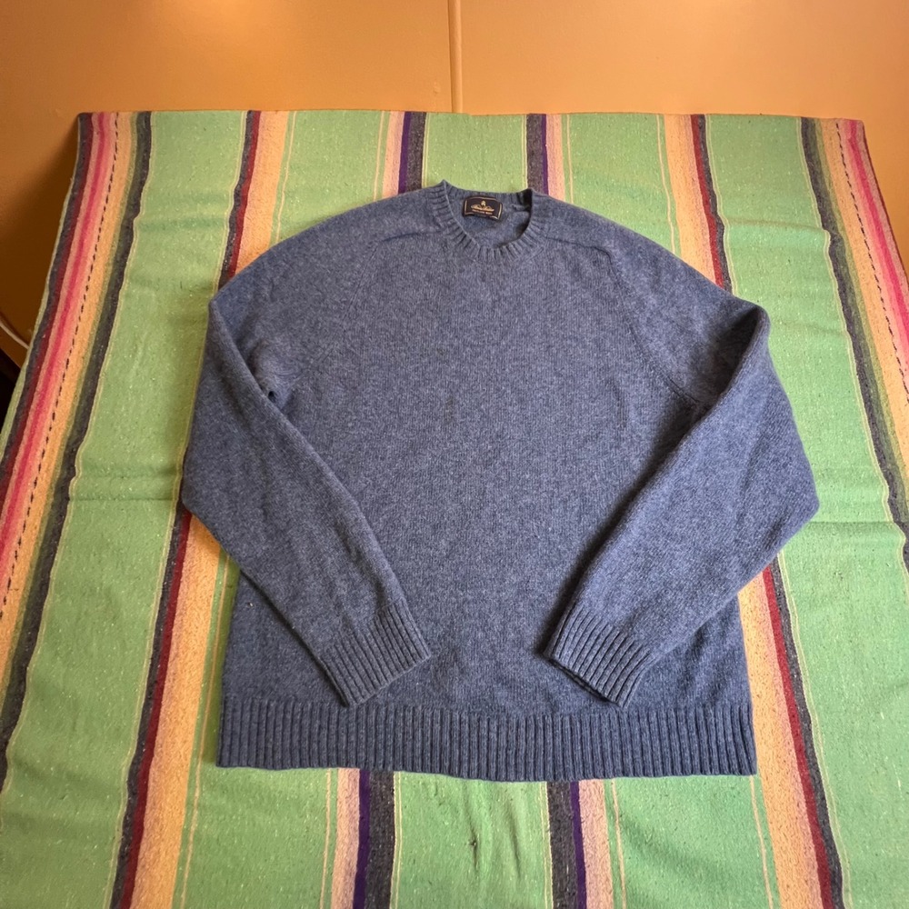 Brooks Brothers Sweater Mens XL Blue Shetland Wool Crewneck Raglan Heathered